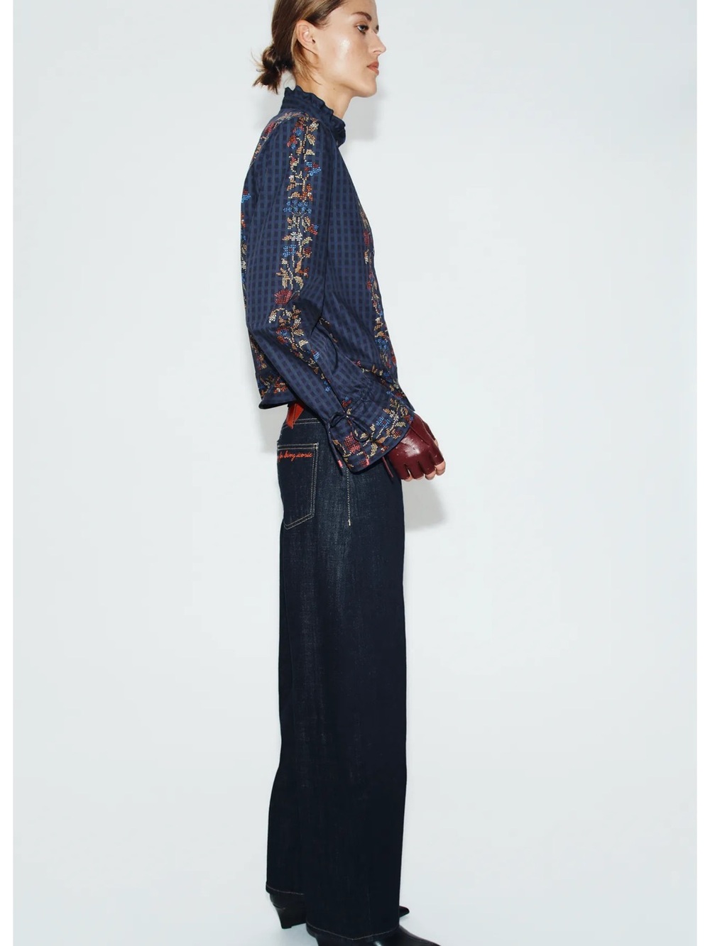 Zara RUFFLE PRINT BLOUSE - Picture 6 of 8
